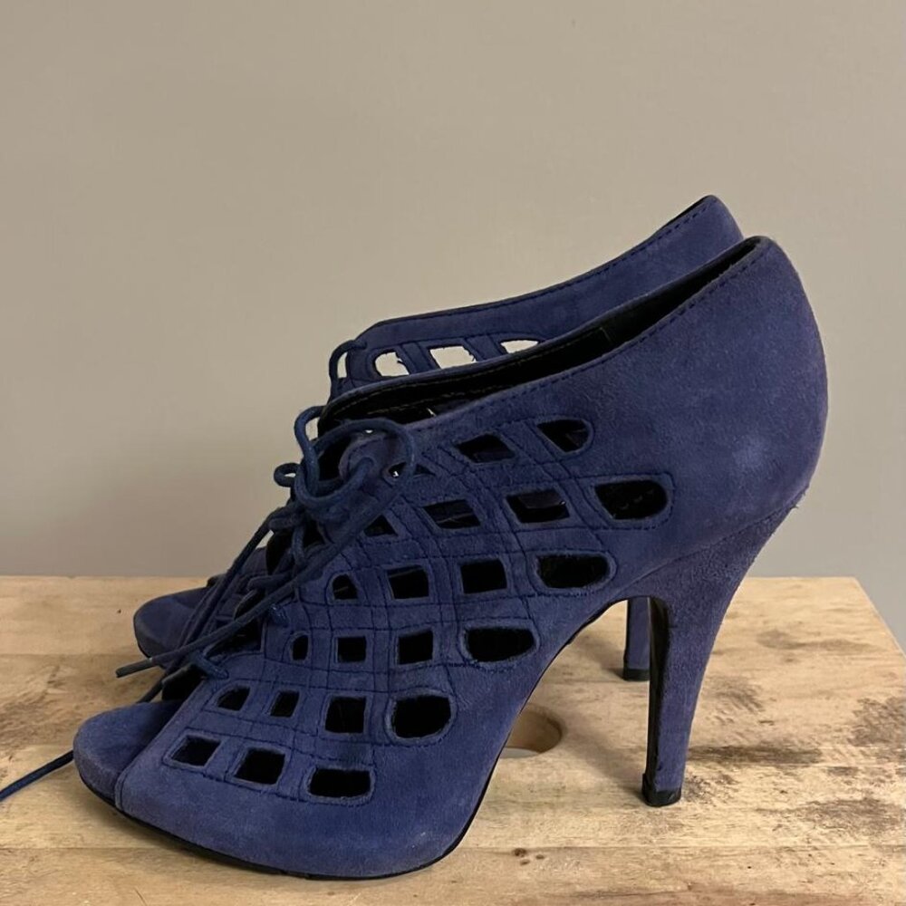 Zara high-heeled lace-up Blue Sandals